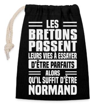 Norman humour against Breton - Closable cotton gift bag (14x20cm) - black - Front