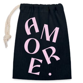 Pink Amore Text Design - Closable cotton gift bag (14x20cm) - navy - Front
