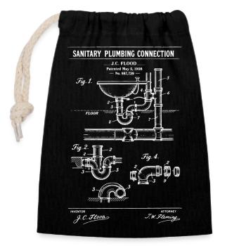 Plumbing Diagram Blueprint - Closable cotton gift bag (14x20cm) - black - Front