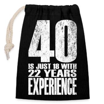 Forty Years Experience - Closable cotton gift bag (14x20cm) - black - Front