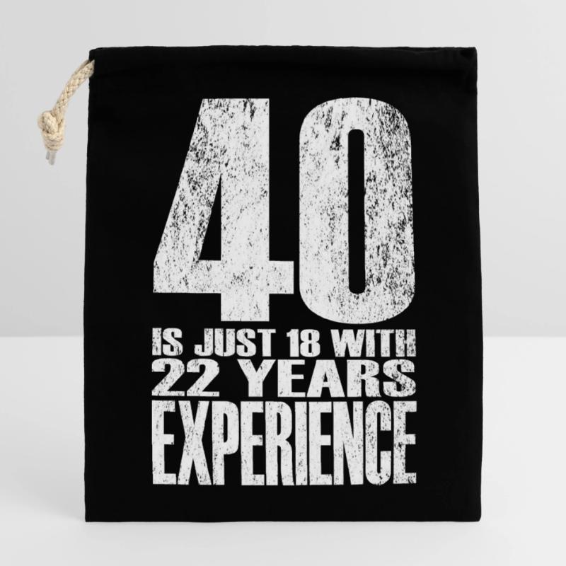 Quarante ans d’expérience Sac cadeau en coton avec cordon (14 x 20 cm)