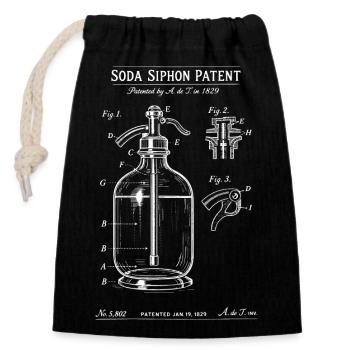 Soda Siphon Patent Blueprint - Closable cotton gift bag (14x20cm) - black - Front