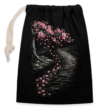Cherry Blossom Sakura Cherry Blossom - Closable cotton gift bag (14x20cm) - black - Front