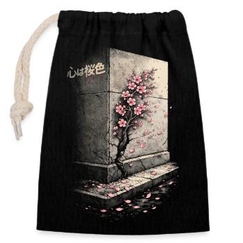 Cherry Blossom Sakura Cherry Blossom - Closable cotton gift bag (14x20cm) - black - Front