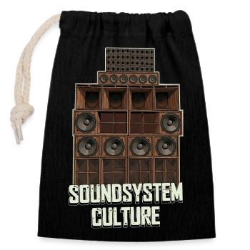 Soundsystem Culture - Verschließbarer Geschenkbeutel aus Baumwolle (14x20cm) - Schwarz - Vorne