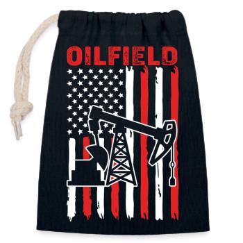 Oil Rig Oil Field - Closable cotton gift bag (14x20cm) - navy - Front