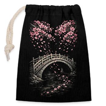 Cherry Blossom Sakura Cherry Blossom - Closable cotton gift bag (14x20cm) - black - Front