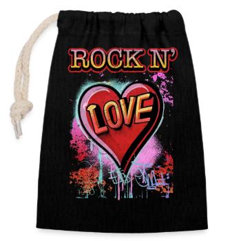 Rock'n Love - Verschließbarer Geschenkbeutel aus Baumwolle (14x20cm) - Schwarz - Vorne