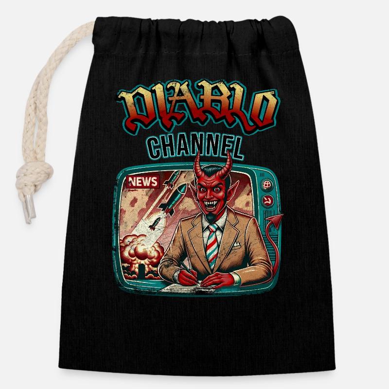Diablo Channel - Sac cadeau en coton avec cordon (14 x 20 cm) - noir
