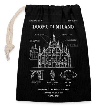 Milano Duomo Blueprint Illustration - Closable cotton gift bag (14x20cm) - black - Front