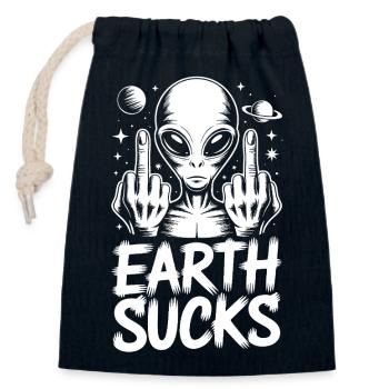 Alien Stinkefinger - Verschließbarer Geschenkbeutel aus Baumwolle (14x20cm) - Navy - Vorne