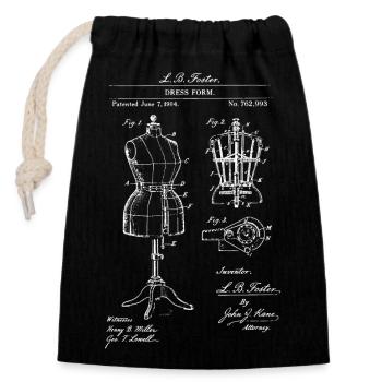 Vintage Dressform Blueprint - Closable cotton gift bag (14x20cm) - black - Front