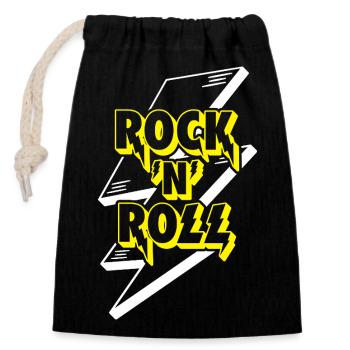 Rock 'N' Roll Lightning Bolt 3D Logo - Closable cotton gift bag (14x20cm) - black - Front