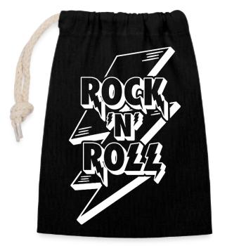 Rock 'N' Roll Lightning Bolt 3D Logo - Closable cotton gift bag (14x20cm) - black - Front