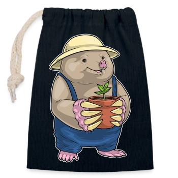 Mole Gardener Plant Garden - Closable cotton gift bag (14x20cm) - navy - Front