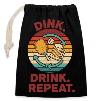 Joueur drôle de pickleball Cocktail Dink Ball - Sac cadeau en coton avec cordon (14 x 20 cm) - noir - Devant