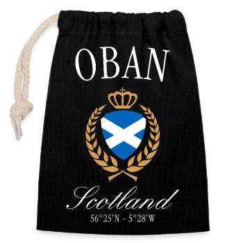 Oban Scotland Coat of Arms Crown – Travel Souvenir - Closable cotton gift bag (14x20cm) - black - Front