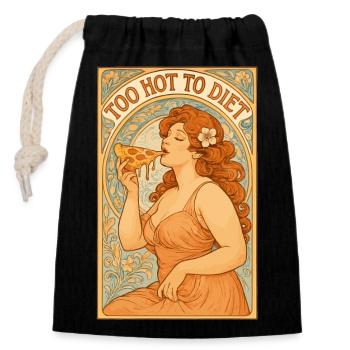 Pin-Up Art Nouveau: Pizza – Too Hot to Diet - Verschließbarer Geschenkbeutel aus Baumwolle (14x20cm) - Schwarz - Vorne