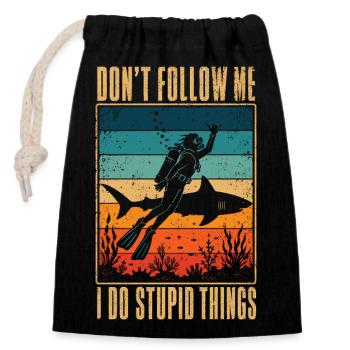 Taucher Hai Don't Follow Me Shirt - Verschließbarer Geschenkbeutel aus Baumwolle (14x20cm) - Schwarz - Vorne