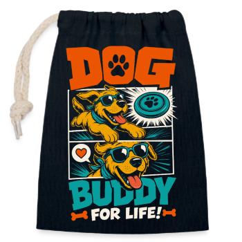 Dog Buddy For Life Drôle Dog Lover - Sac cadeau en coton avec cordon (14 x 20 cm) - bleu marine - Devant