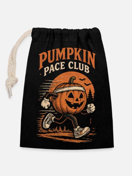 Pumpkin Pace Club – Halloween Running - Verschließbarer Geschenkbeutel aus Baumwolle (14x20cm) - Schwarz