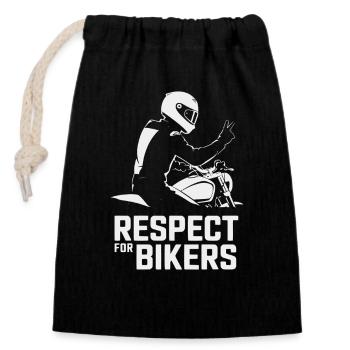 Respect for Bikers - Respekt für Motorradfahrer - Closable cotton gift bag (14x20cm) - black - Front