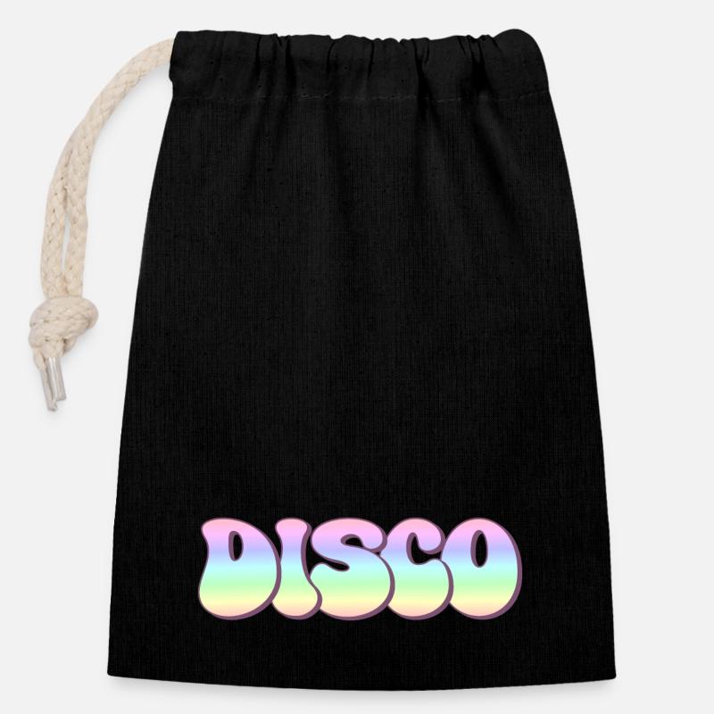 Disco - Verschließbarer Geschenkbeutel aus Baumwolle (14x20cm) - Schwarz