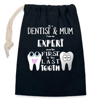 Dentiste Maman Dentiste Maman Cadeau - Sac cadeau en coton avec cordon (14 x 20 cm) - bleu marine - Devant