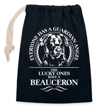BEAUCERON Guardian Angel Hundespruch Hund Wilsigns - Verschließbarer Geschenkbeutel aus Baumwolle (14x20cm) - Navy - Vorne