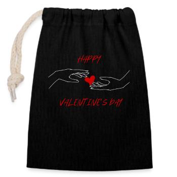 Saint Valentin. - Sac cadeau en coton avec cordon (14 x 20 cm) - noir - Devant