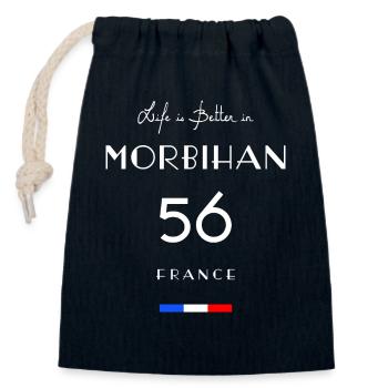 Life is better MORBIHAN Number 56 Brittany France - Closable cotton gift bag (14x20cm) - navy - Front