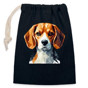 Beagle Porträt Geometrie Kunst Hundegesicht - Verschließbarer Geschenkbeutel aus Baumwolle (14x20cm) - Navy - Vorne