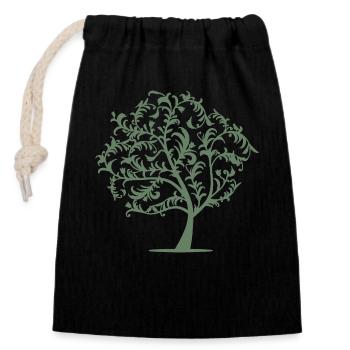 Minimalist Tree Birds Spring Silhouette - Closable cotton gift bag (14x20cm) - black - Front