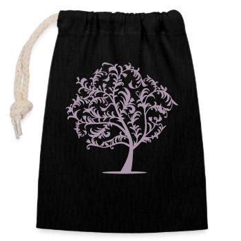 Minimalist Tree Birds Spring Silhouette - Closable cotton gift bag (14x20cm) - black - Front