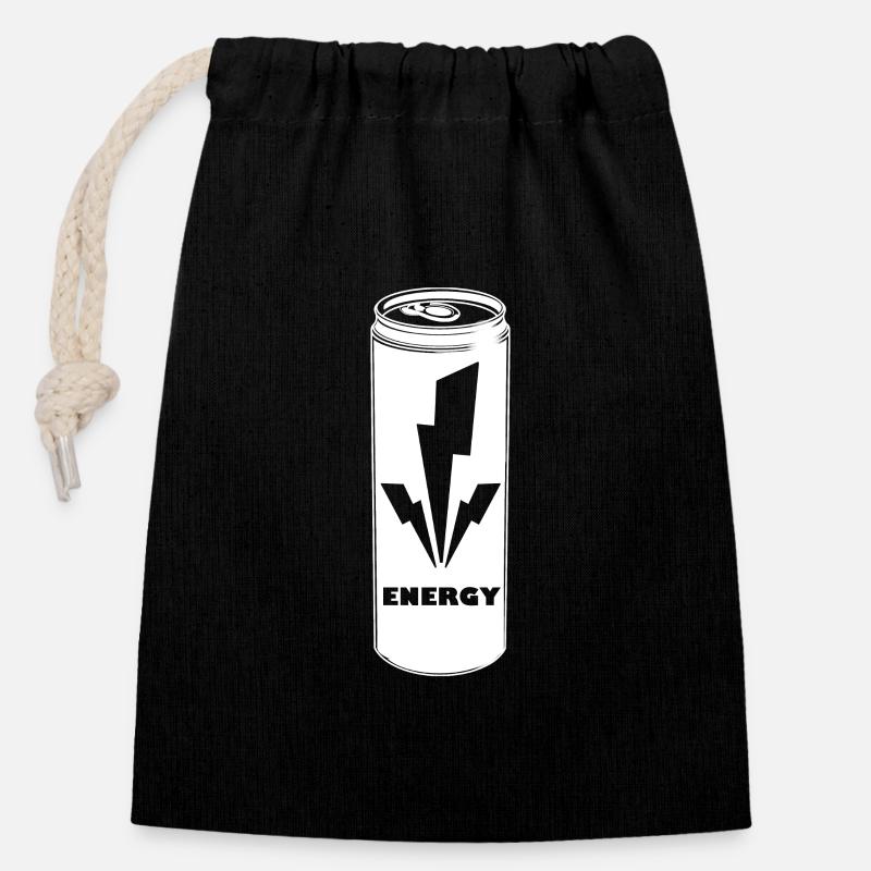 Energy Drink - Verschließbarer Geschenkbeutel aus Baumwolle (14x20cm) - Schwarz