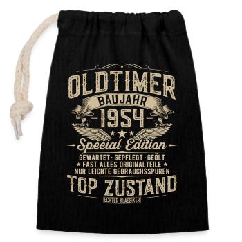 Oldtimer 1954 Jahrgang geboren Geburtstag Geschenk - Verschließbarer Geschenkbeutel aus Baumwolle (14x20cm) - Schwarz - Vorne