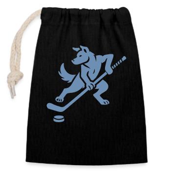 Husky Silhouette Hockey sur glace Design minimaliste - Sac cadeau en coton avec cordon (14 x 20 cm) - noir - Devant