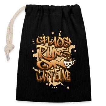 Le chaos fonctionne grâce à la caféine - Caffeine Junkies Skull - Sac cadeau en coton avec cordon (14 x 20 cm) - noir - Devant