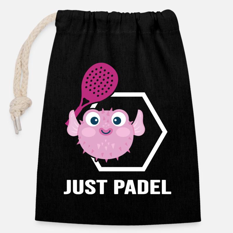 Padel Padeltennis Padelmode Paddle - Verschließbarer Geschenkbeutel aus Baumwolle (14x20cm) - Schwarz