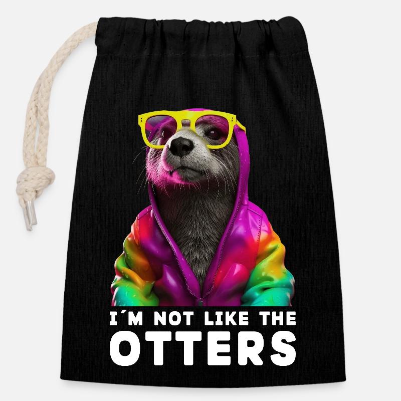 Otter Otter Cool otter with sunglasses - Closable cotton gift bag (14x20cm) - black