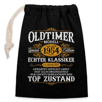 Oldtimer Baujahr 1954 Jahrgang Geburtstag Geschenk - Verschließbarer Geschenkbeutel aus Baumwolle (14x20cm) - Schwarz - Vorne