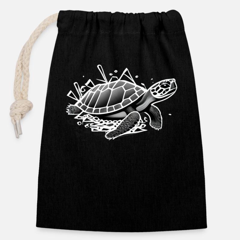 Geo_Schildkröte_3 - Closable cotton gift bag (14x20cm) - black