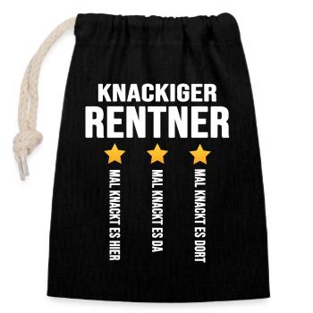 Senior Ruhestand "knackiger Rentner macht Rente" - Verschließbarer Geschenkbeutel aus Baumwolle (14x20cm) - Schwarz - Vorne
