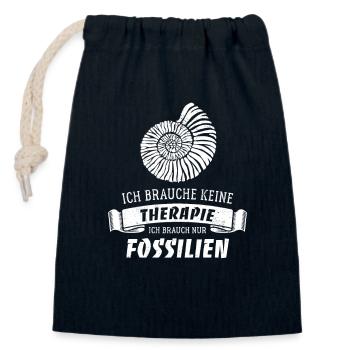 Ich brauche keine Therapie nur Fossilien - Verschließbarer Geschenkbeutel aus Baumwolle (14x20cm) - Navy - Vorne