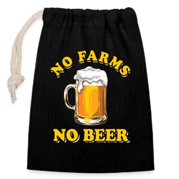 Bauern Protest - No Farms No Beer - Verschließbarer Geschenkbeutel aus Baumwolle (14x20cm) - Schwarz - Vorne