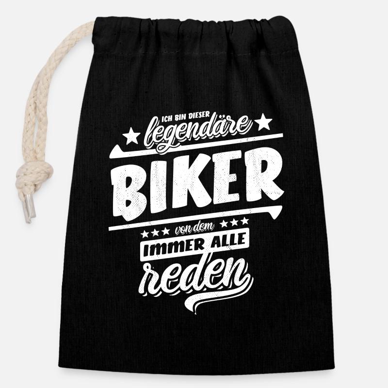 Ich bin dieser legendäre Biker von dem alle reden - Verschließbarer Geschenkbeutel aus Baumwolle (14x20cm) - Schwarz