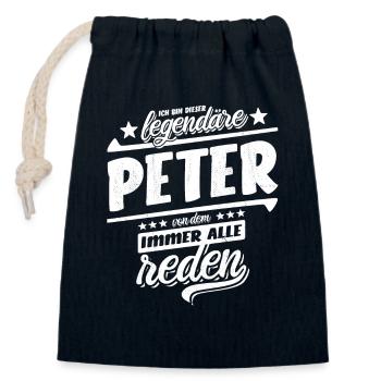 Ich bin dieser legendäre Peter von dem alle reden - Verschließbarer Geschenkbeutel aus Baumwolle (14x20cm) - Navy - Vorne