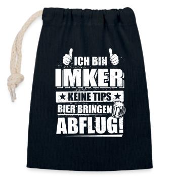 Ich bin Imker, keine Tips, Bier bringen, Abflug - Verschließbarer Geschenkbeutel aus Baumwolle (14x20cm) - Navy - Vorne