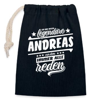 Dieser legendäre Andreas von dem alle reden - Verschließbarer Geschenkbeutel aus Baumwolle (14x20cm) - Navy - Vorne