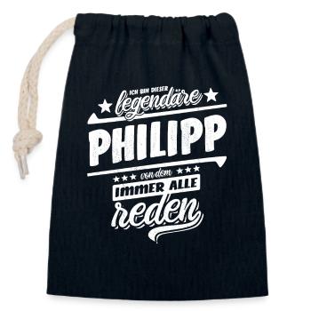 Dieser legendäre Philipp von dem alle reden - Verschließbarer Geschenkbeutel aus Baumwolle (14x20cm) - Navy - Vorne